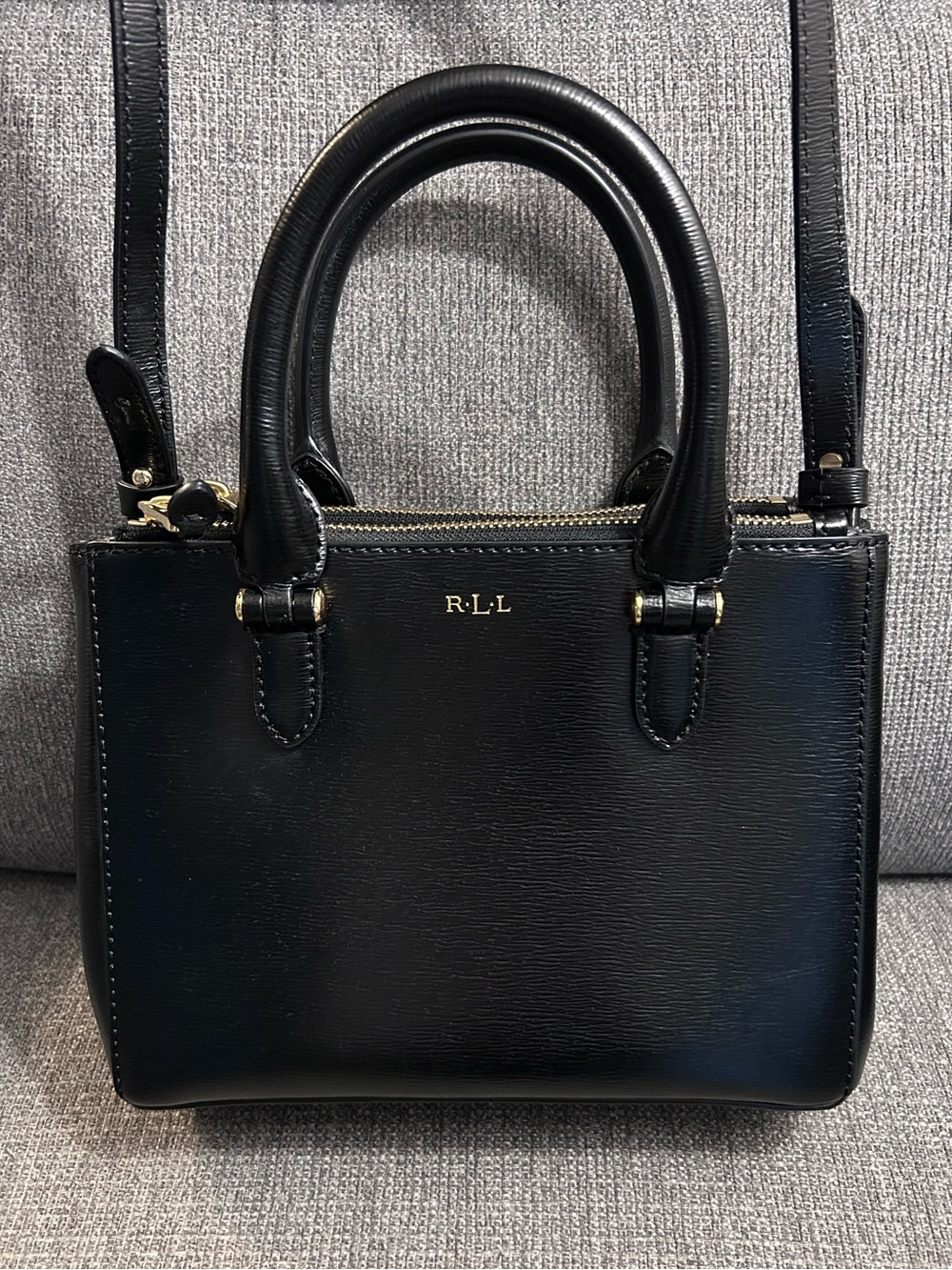 Lauren Ralph Lauren Newbury Mini / Double
Zip Satchel in Black Leather